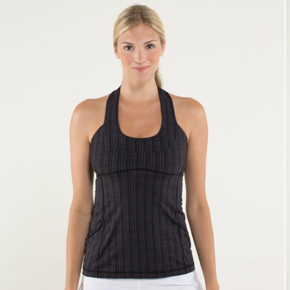 Lululemon scoop neck tank ziggy wee black gray